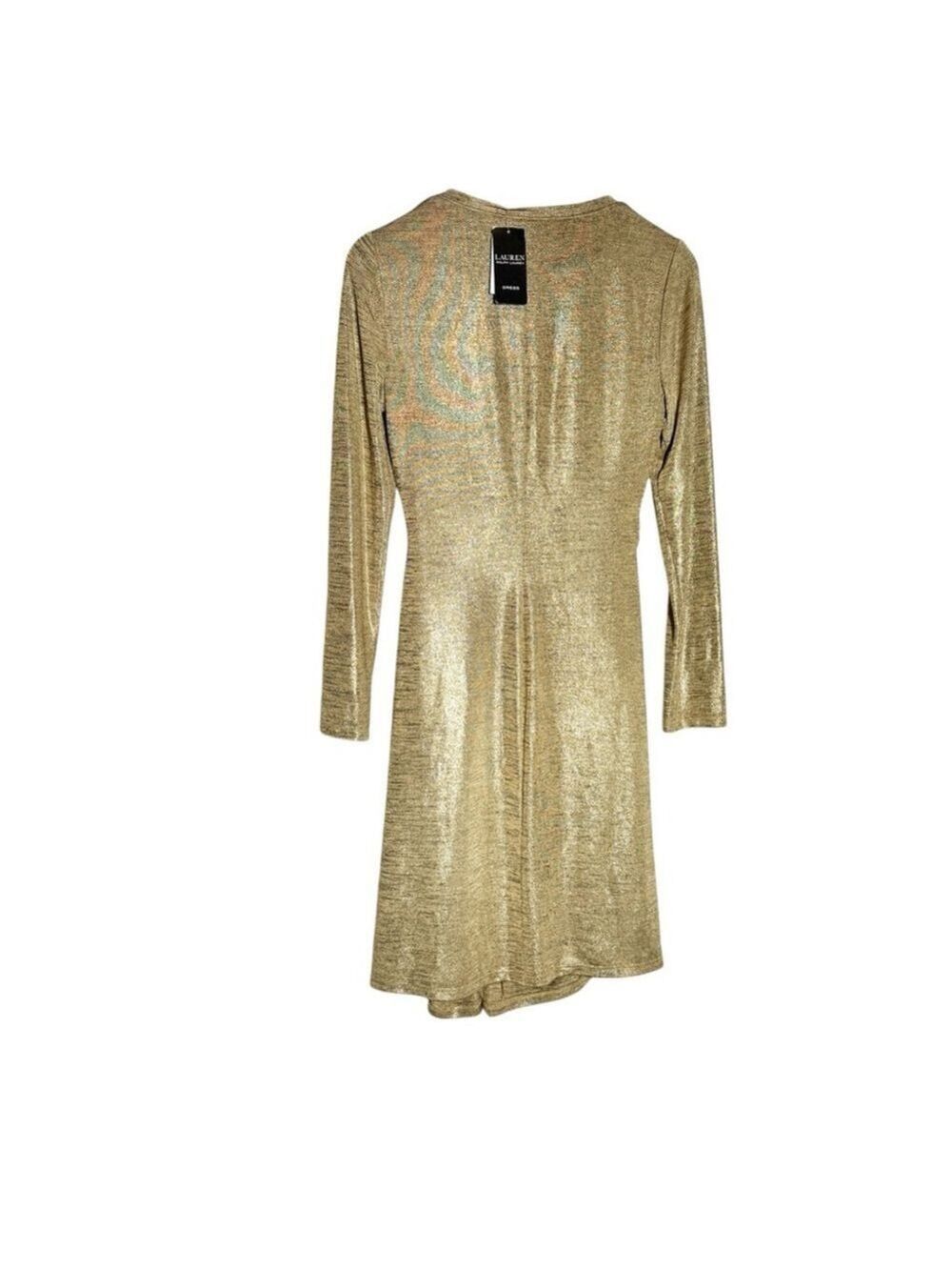 NWT Lauren Ralph Lauren gold foil dress size 6 - Picture 2 of 6